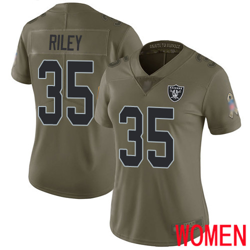 Oakland Raiders Limited Olive Women Curtis Riley Jersey NFL Football #35 2017 Salute to Service Jersey